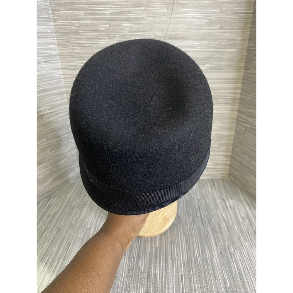 MSRP $46 Nine West Wool Felt Bow Cloche‎ Black One Size